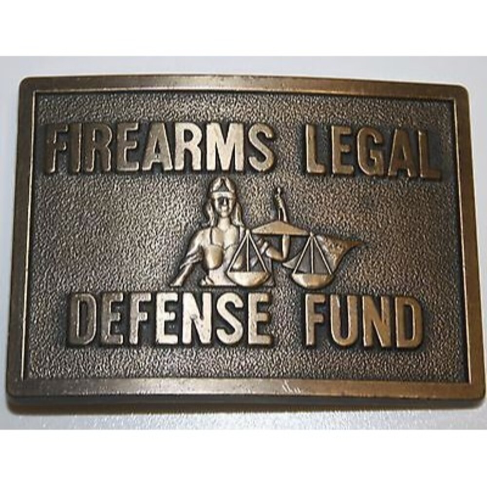 Vintage Firearms Legal Defense Fund Hand Guns Brass Belt Buckle Rare